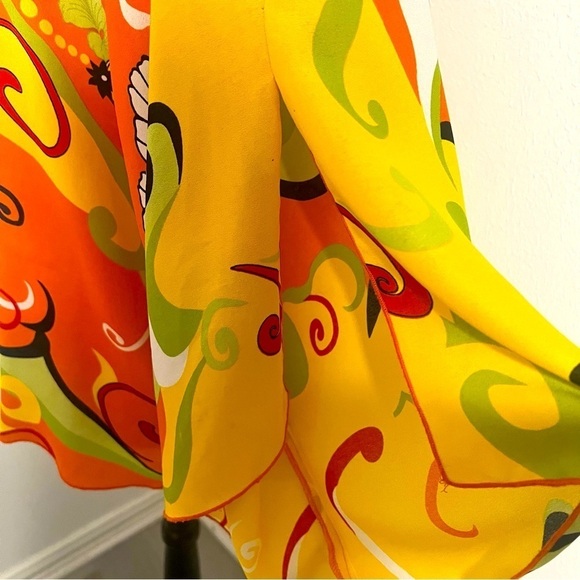 Anthropologie VENESSA XL Abstract Colorful Paisley Cut Shoulder Bell Sleeve EUC - Picture 2 of 12